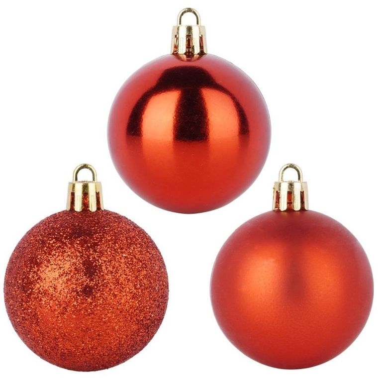 Home Styling Decoration, bombki choinkowe, nietłukące, czerwone, 5 cm, 16 szt.