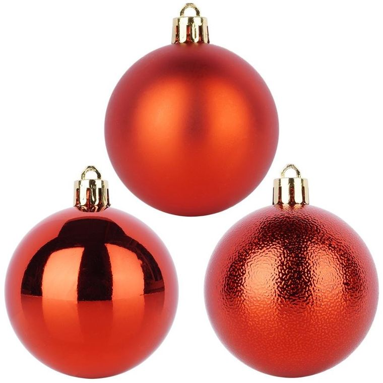 Home Styling Decoration, bombki choinkowe, nietłukące, czerwone, 6 cm, 9 szt.