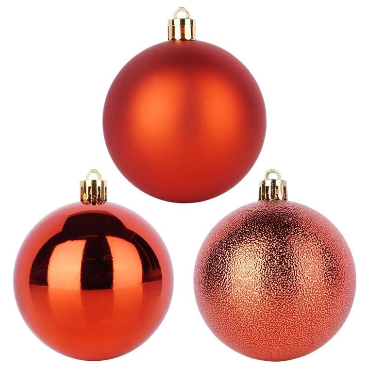 Home Styling Decoration, bombki choinkowe, nietłukące, czerwone, 7 cm, 6 szt.