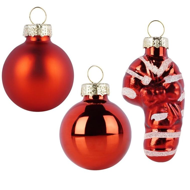 Home Styling Decoration, bombki choinkowe, szklane, czerwone, 3 cm, 9 szt.