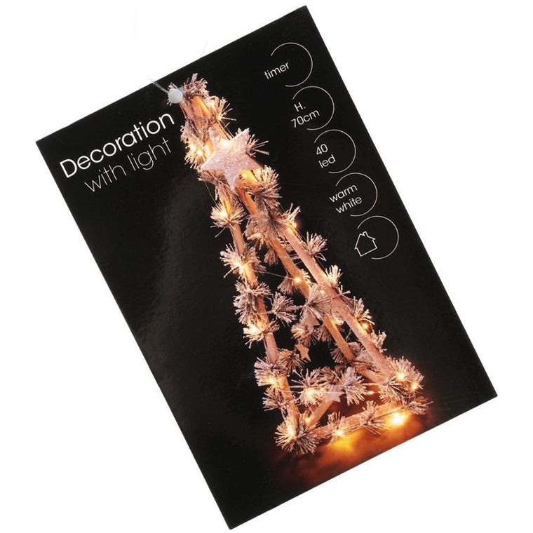 Home Styling Decoration, choinka świecąca, drewniana, stożek, 68 cm