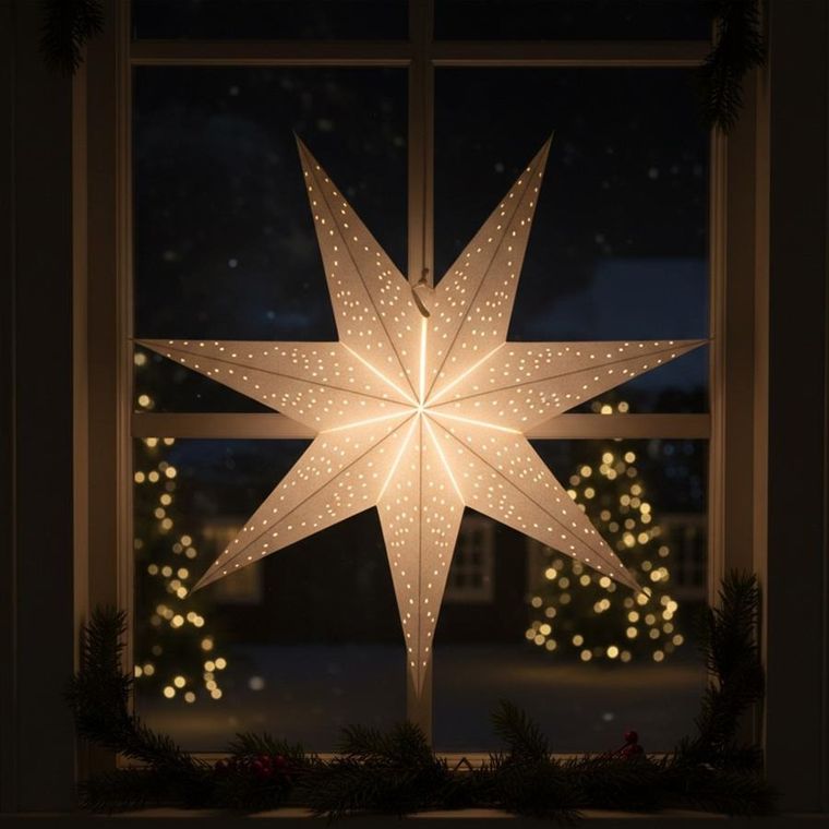 Home Styling Decoration, gwiazda dekoracyjna, papierowa, ażurowa, srebrna, 60 cm