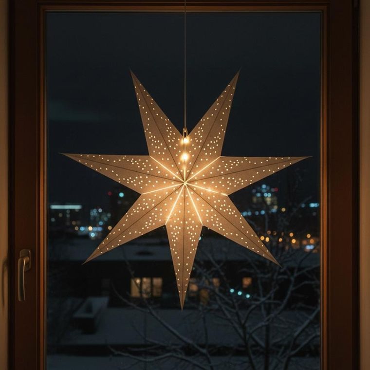 Home Styling Decoration, gwiazda dekoracyjna, papierowa, ażurowa, szara, 75 cm