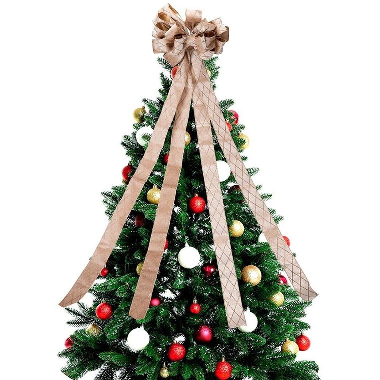 Home Styling Decoration, kokarda dekoracyjna na choinkę, beżowa, 130-33 cm