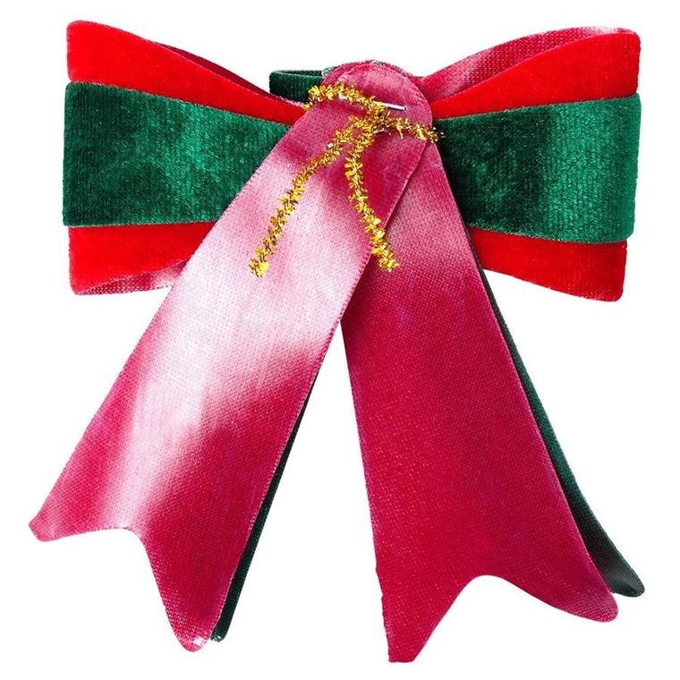 Home Styling Decoration, kokarda dekoracyjna świąteczna, welurowa, 11,5-13 cm, 2 szt.