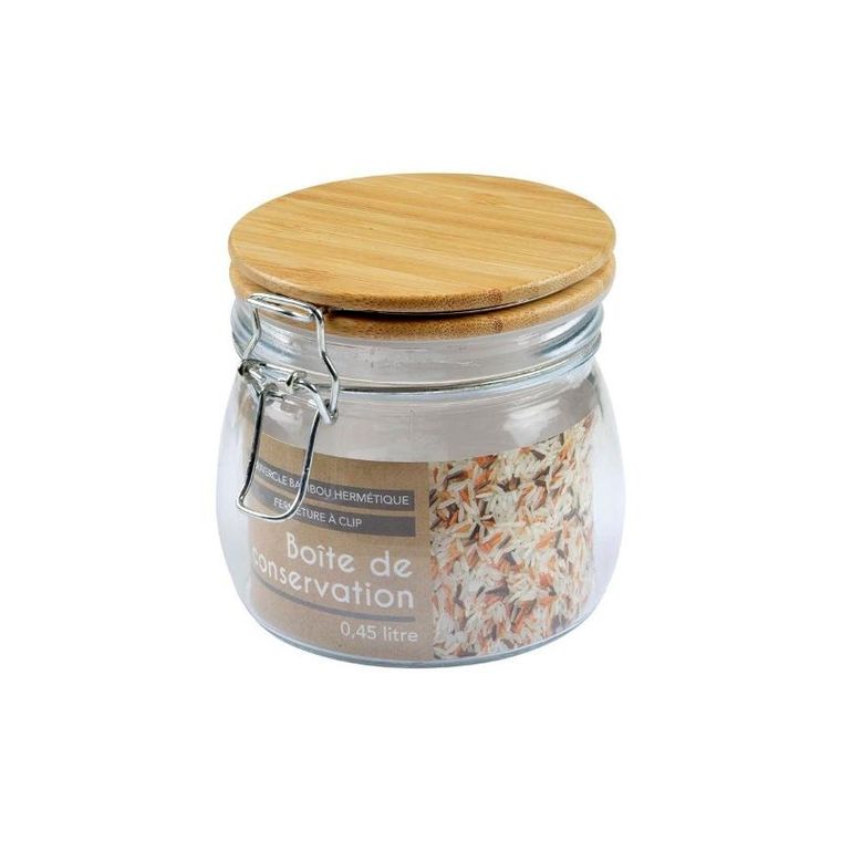 Homea, szczelny słoiczek z bambusową pokrywką, 0,45l
