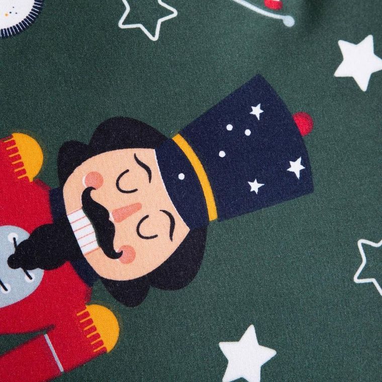 Homla, Aitona, pościel, z mikrofibry zielona z motywem świątecznym, 200-220 cm