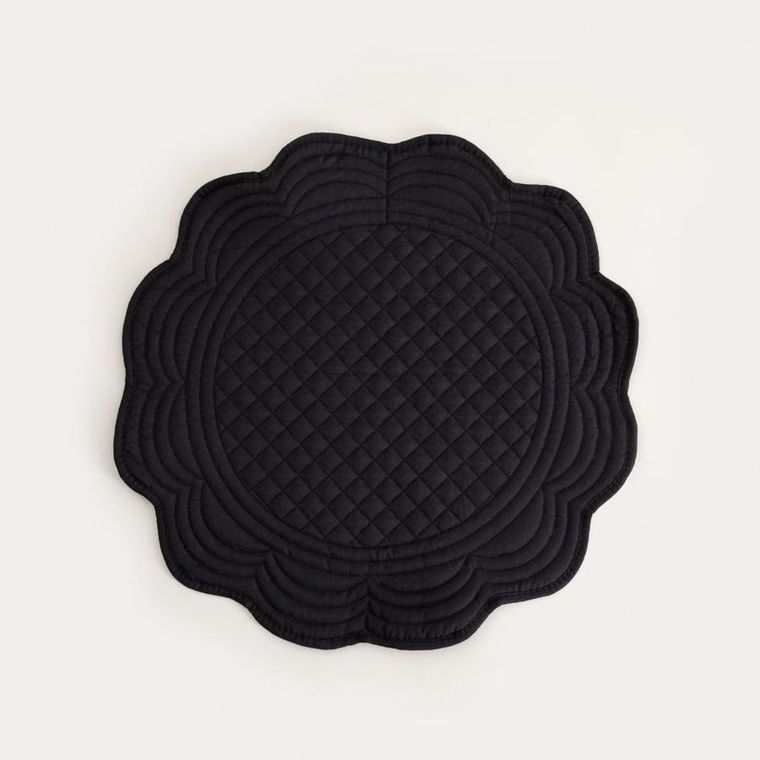 Homla, Alven, maty stołowe, czarne okrągłe z pikowaniem, 38 cm, 2 szt.