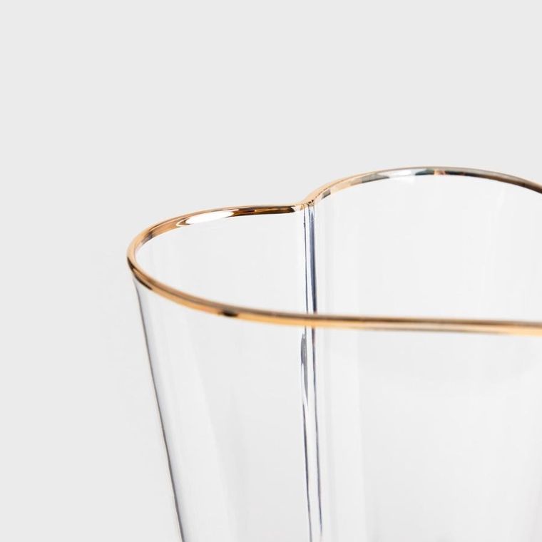 Homla, Amar, kieliszek na wino w kształcie serca ze złotym rantem, 0,3l, 726613