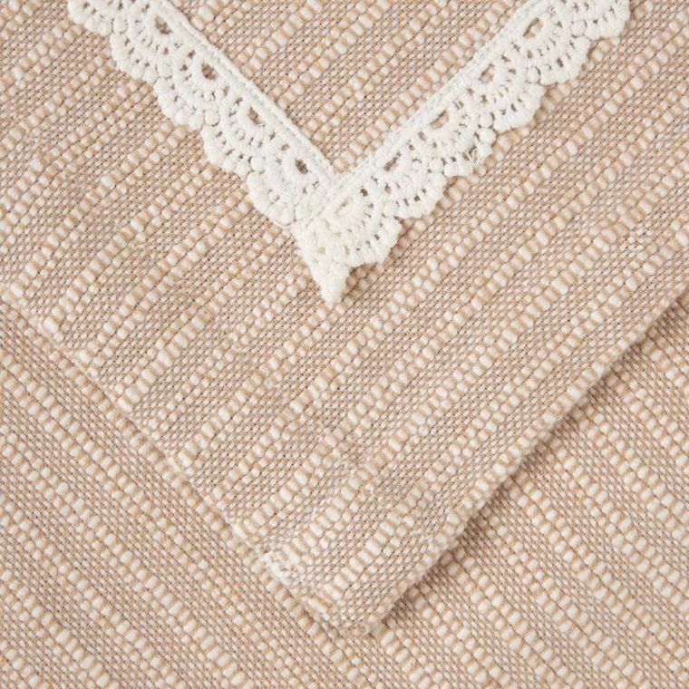 Homla, Aniza, bieżnik, beżowy z białą koronką, 40-160 cm