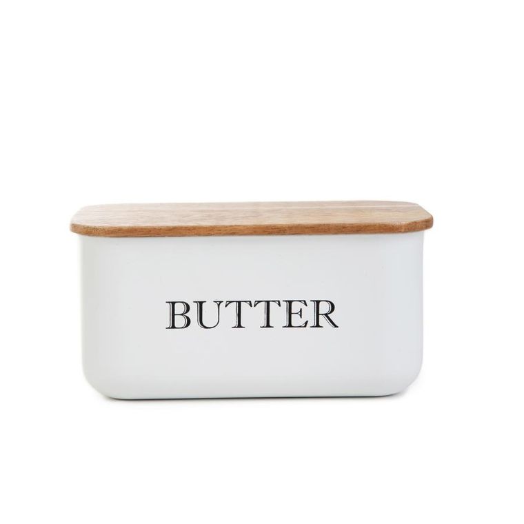 Homla, Avila, maselniczka, biała z akacjową pokrywką, 15-10-7 cm, 872520