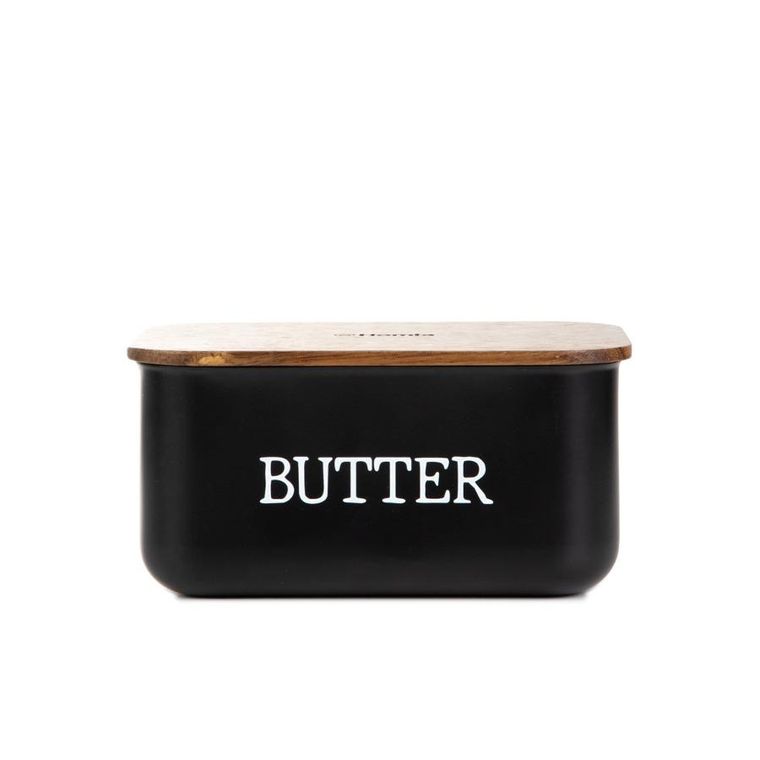 Homla, Avila, maselniczka, czarna z akacjową pokrywką, 15-10-7 cm, 872537