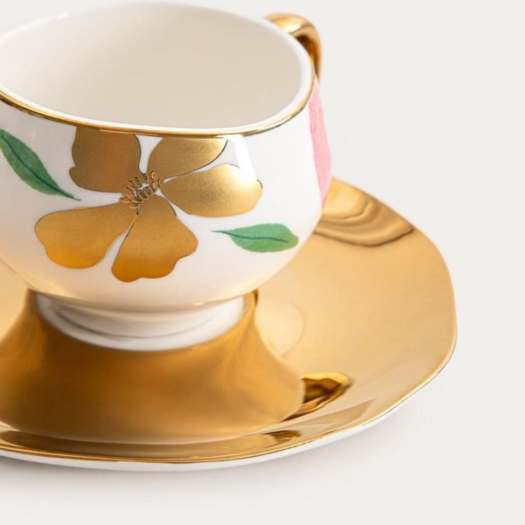Homla, Bogli, filiżanka, w kwiaty ze złotym uchem, 0,2l