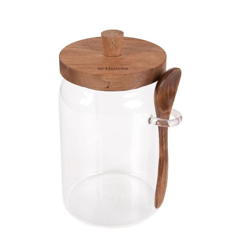 Homla, Carlos, pojemnik, szklany z akacjową łyżeczką, 0,9l