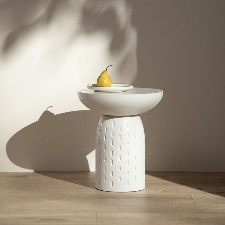 Homla, Charme, stolik kawowy, drewniany, biały, 37-37-42 cm