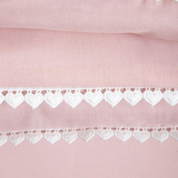 Homla, Cherish Love, pościel, bawełniana różowa z lamówką w serca, 200-220 cm