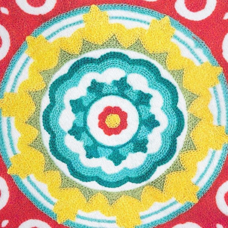 Homla, Consuela, poduszka, z kolorowym kwiatowym wzorem i pomponami, 45 cm