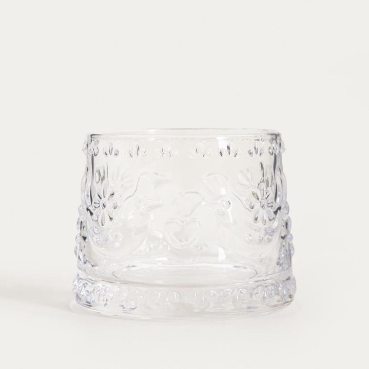 Homla, Creston, cukiernica, szklana z motywem ptaków, 0,26l