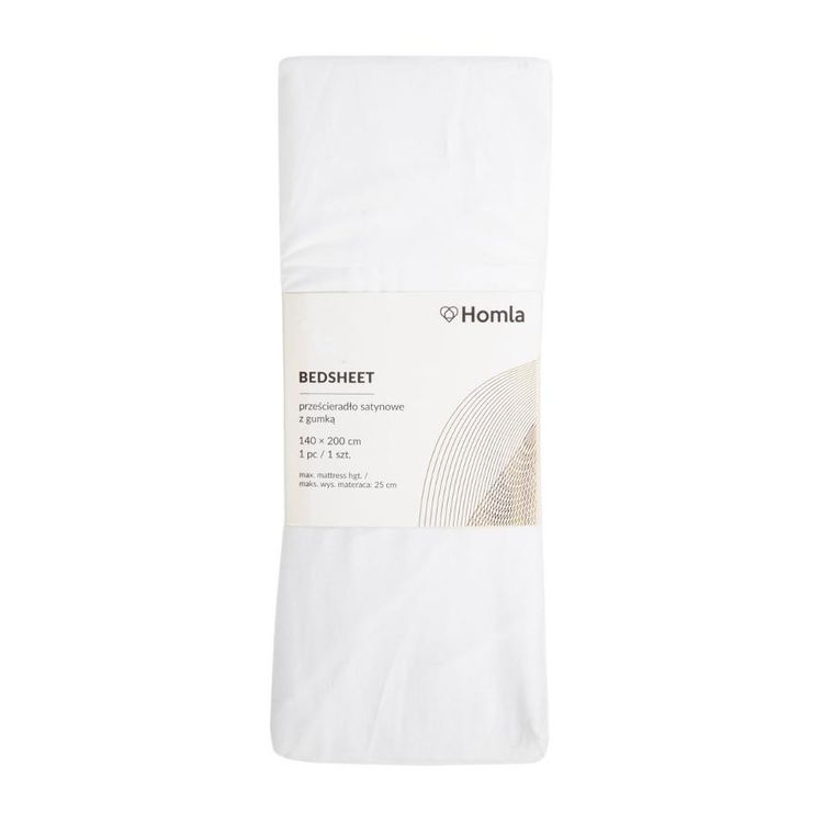 Homla, Danielle, Prześcieradło satynowe białe, 90-200 cm, AW23 855387