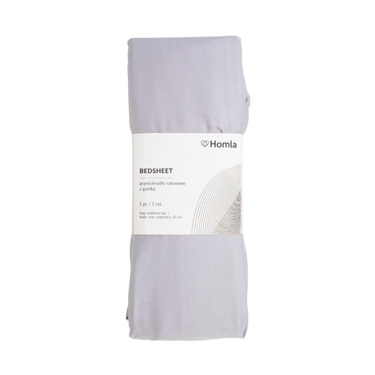 Homla, Danielle, Prześcieradło satynowe szare, 90-200 cm, AW23 855325