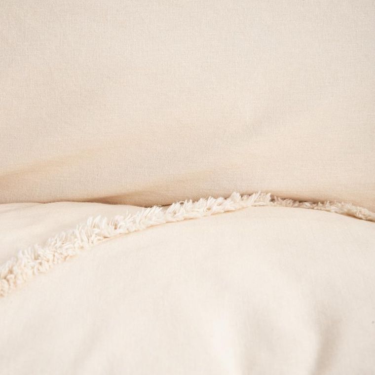 Homla, Delia, pościel, z pranej bawełny beżowa z przeszyciami, 200-220 cm