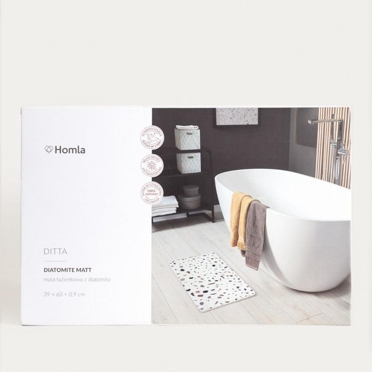 Homla, Ditta, mata łazienkowa, diatomitowa ze wzorem lastryko, 39-60-0,9 cm