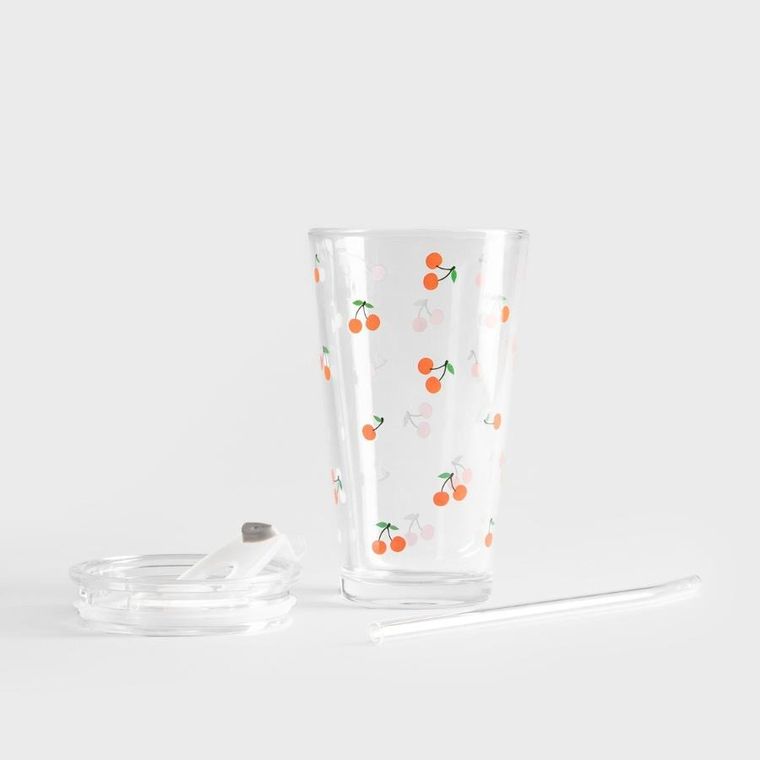 Homla, Embo Summer, szklanka ze słomką w wiśnie, 0,4l, 745898