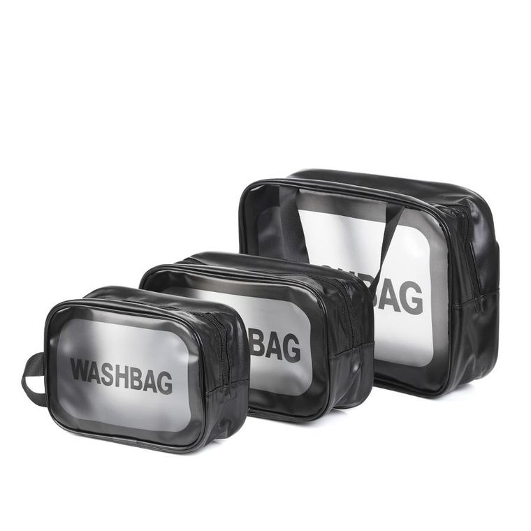 Homla, Emereth, zestaw kosmetyczek, czarnych 3szt, 29.5-10.5-20cm/24.5-9.5-14.5cm/20.5-7-13cm