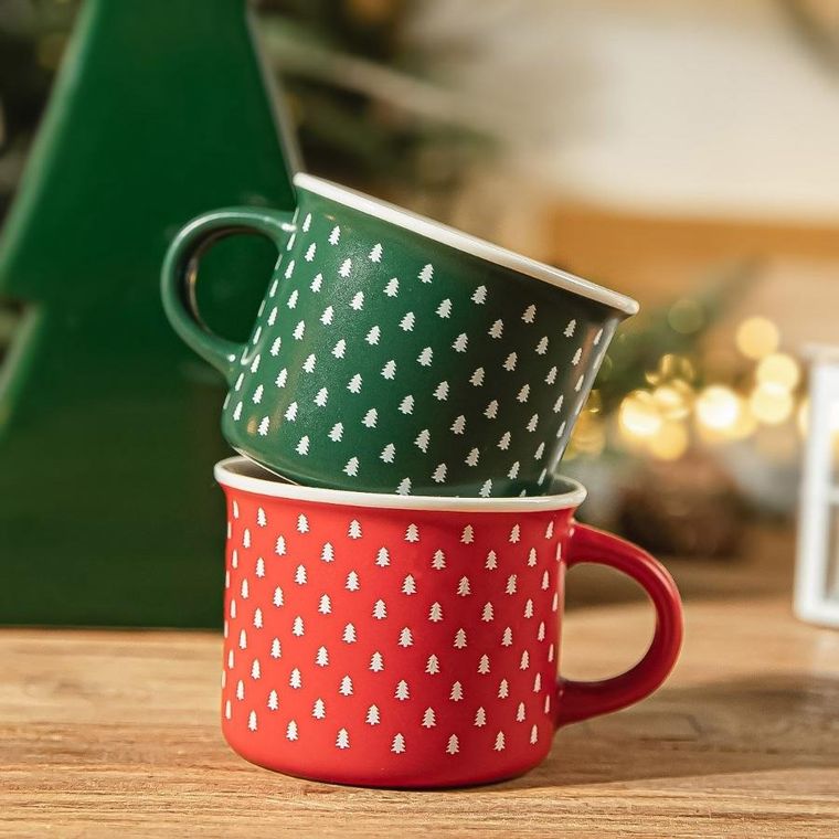 Homla, Flocon, kubek, czerwony w choinki, 0,16l