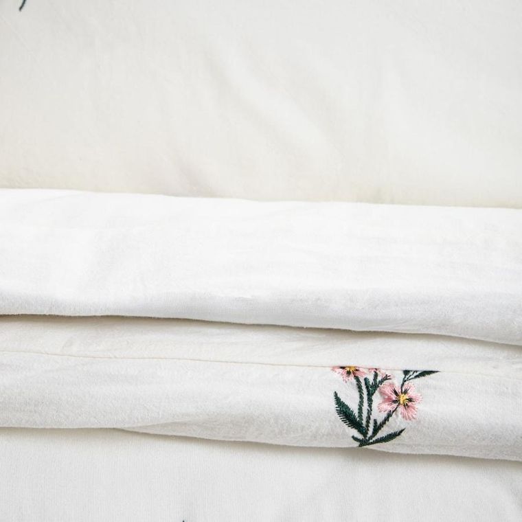 Homla, Floral Dream, pościel, z pranej bawełny z haftem w kwiatki, 200-220 cm