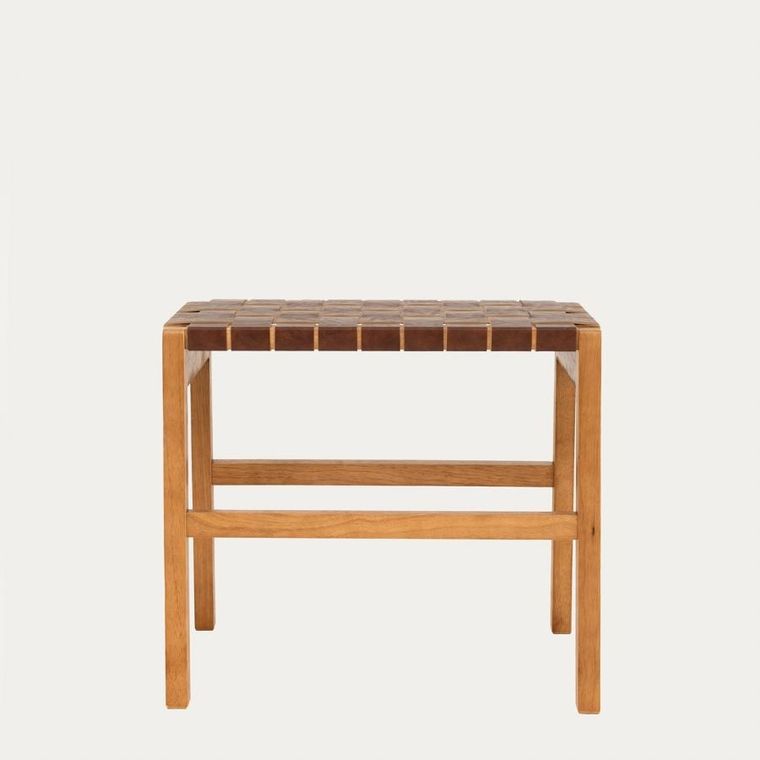 Homla, Futurum, taboret, drewniany, brązowy, 50-35-45 cm