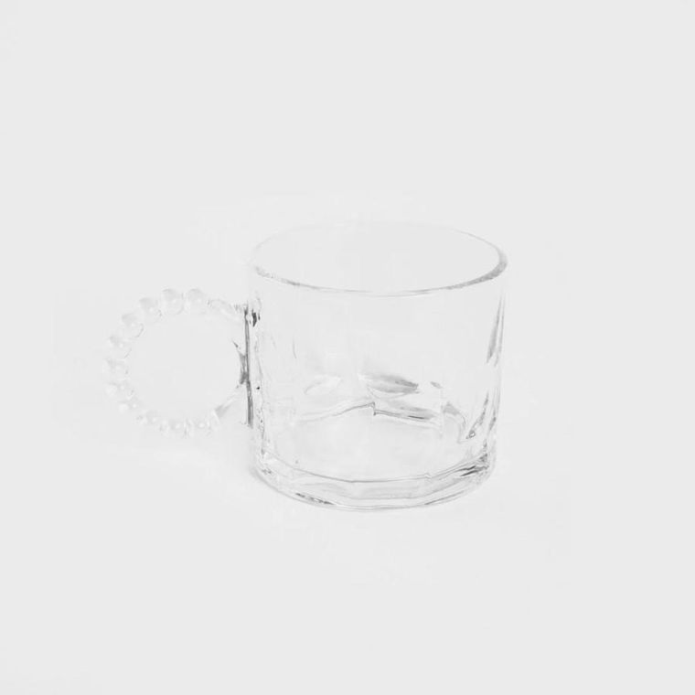 Homla, Glassic, filiżanka szklana, młotkowana z koralikowym uchem, 0,3 l