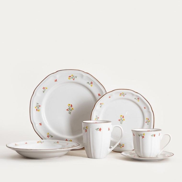 Homla, Greta, talerz, deserowy z kwiatuszkami, 21 cm