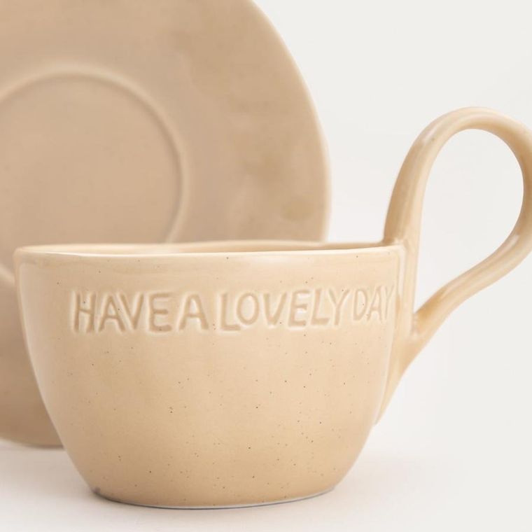 Homla, Isernia, filiżanka ze spodkiem, beżowa, 0,2l