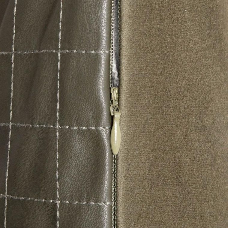 Homla, Katad, poszewka, z ekoskóry z ozdobnymi przeszyciami, zielona, 45-45 cm