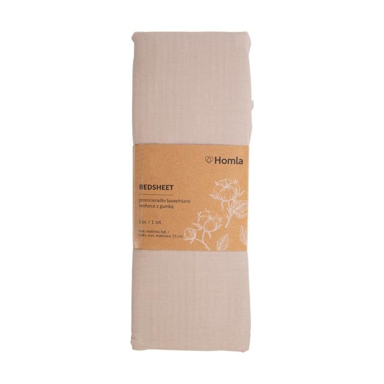Homla, Lauko, Prześcieradło renforce beżowe, 90-200 cm, AW23 855288