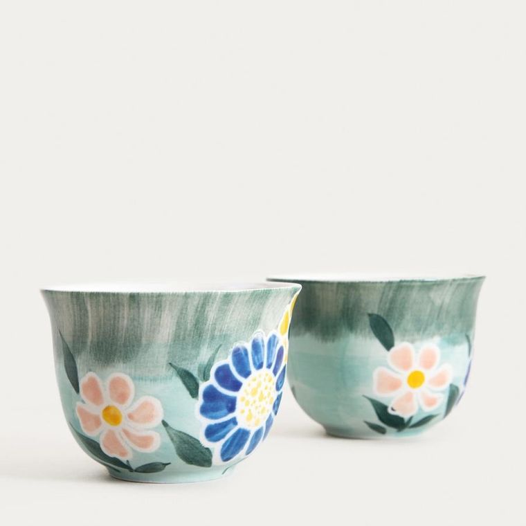 Homla, Limite, zestaw do herbaty, zielony w kwiaty, 3 elementy