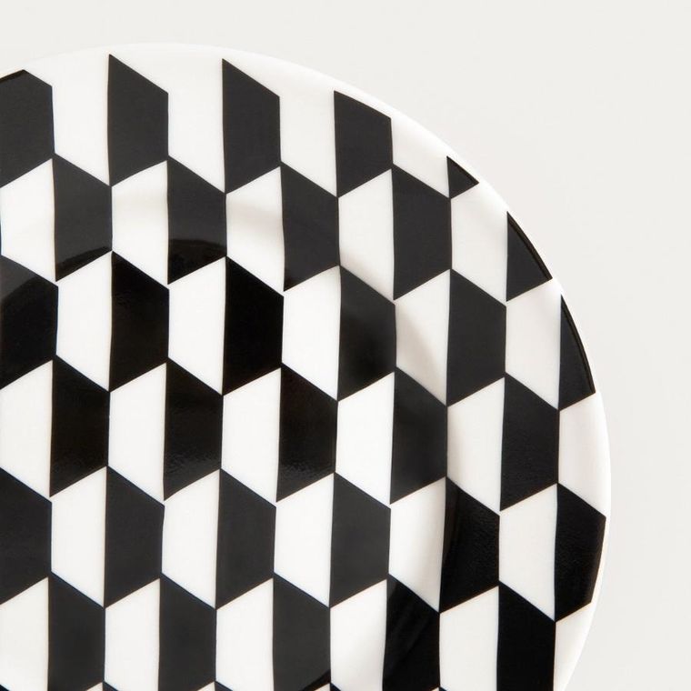 Homla, Lunya, filiżanka, ze spodkiem, czarno-białe wzorki, 0,2l