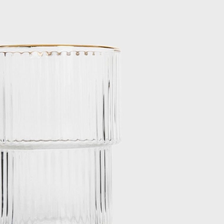 Homla, Lynn, szklanka, piętrowana ryflowana mała ze złotym rantem, 0,32l