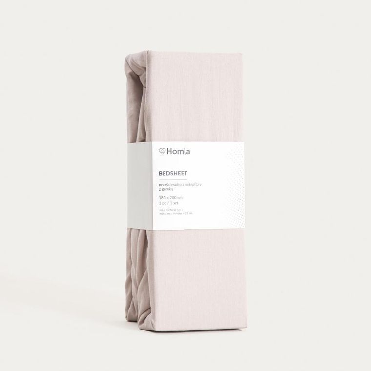 Homla, Maisy, prześcieradło, z pranej mikrofibry, beżowe, 180-200 cm