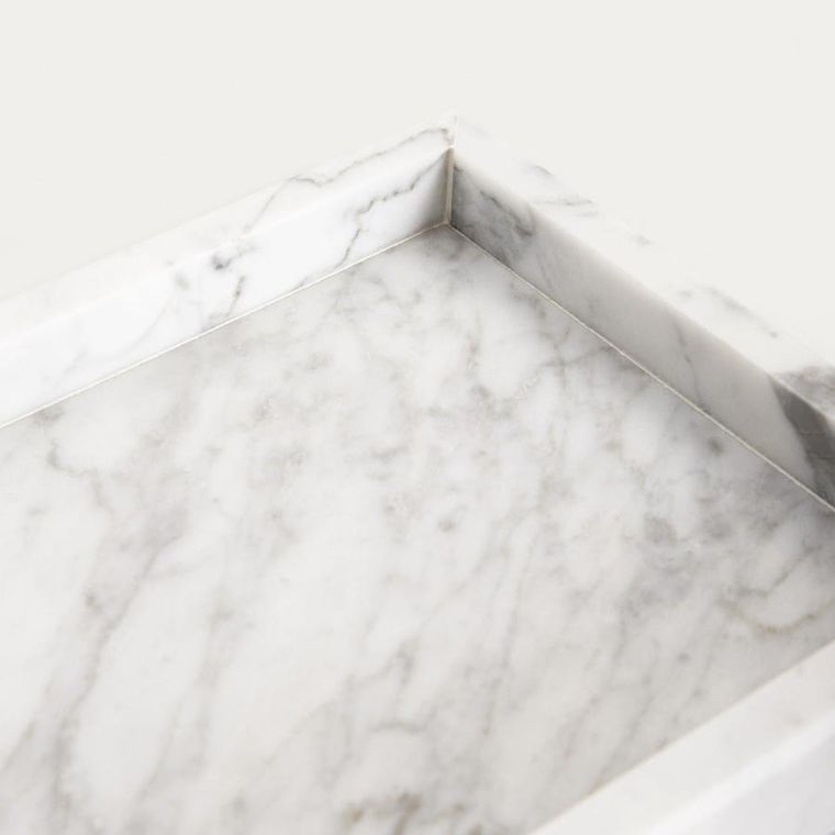 Homla, Marmuri, taca dekoracyjna, marmurowa biała, 25-15-3 cm