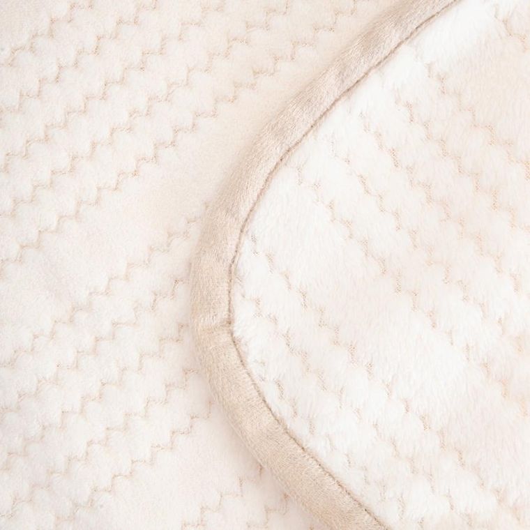 Homla, Mavro, koc, miękki ecru z ozdobnym przeszyciem i lamówką, 150-200 cm