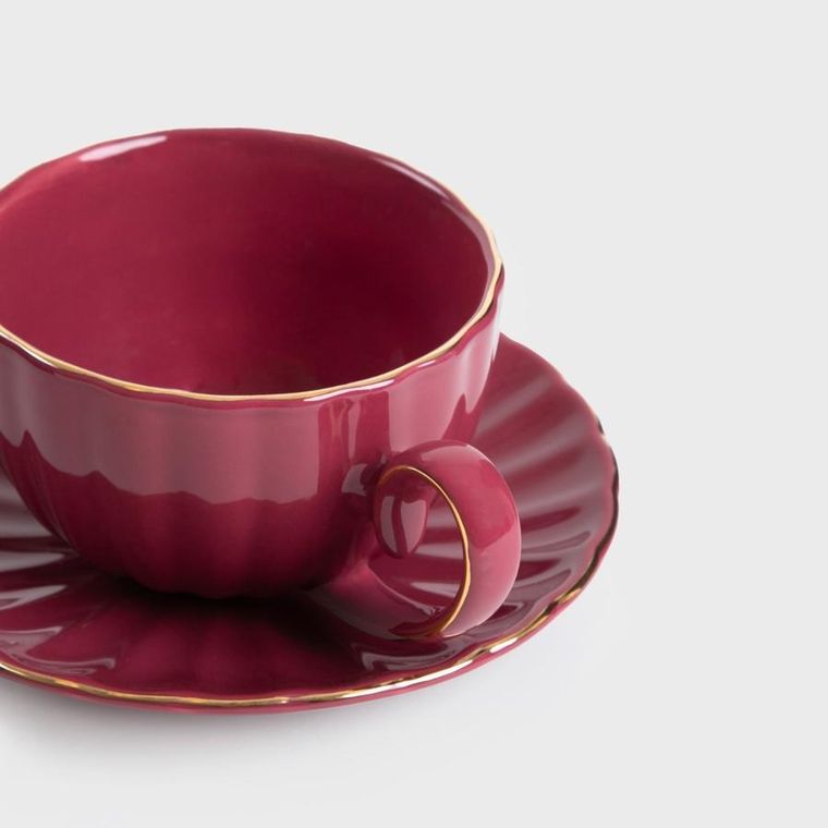 Homla, Mina, filiżanka, ze spodkiem duża burgundowa, 0,25 l
