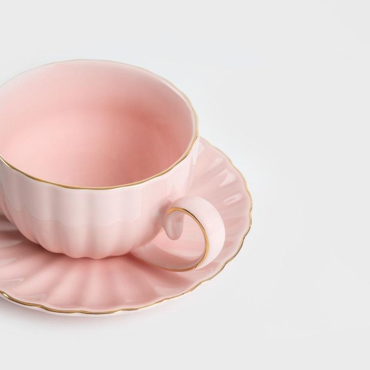 Homla, Mina, filiżanka, ze spodkiem duża różowa, 0,25 l