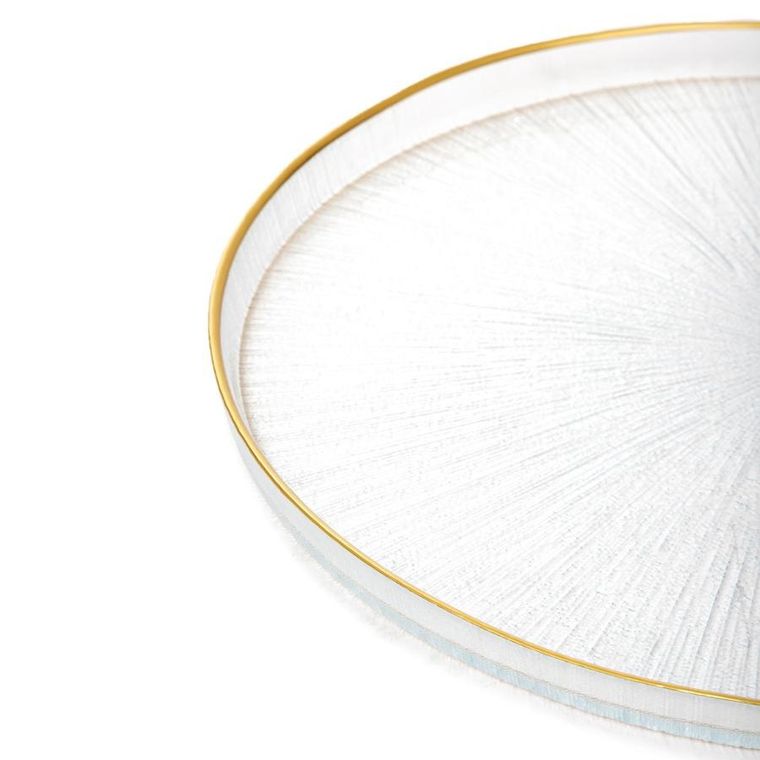 Homla, Monze, talerz, transparentny ze złotą obwódką, 28 cm