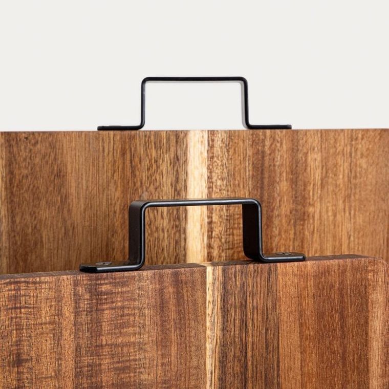 Homla, Mooka, zestaw desek, do krojenia, akacjowych z metalowym uchwytem, 33-25,5 cm