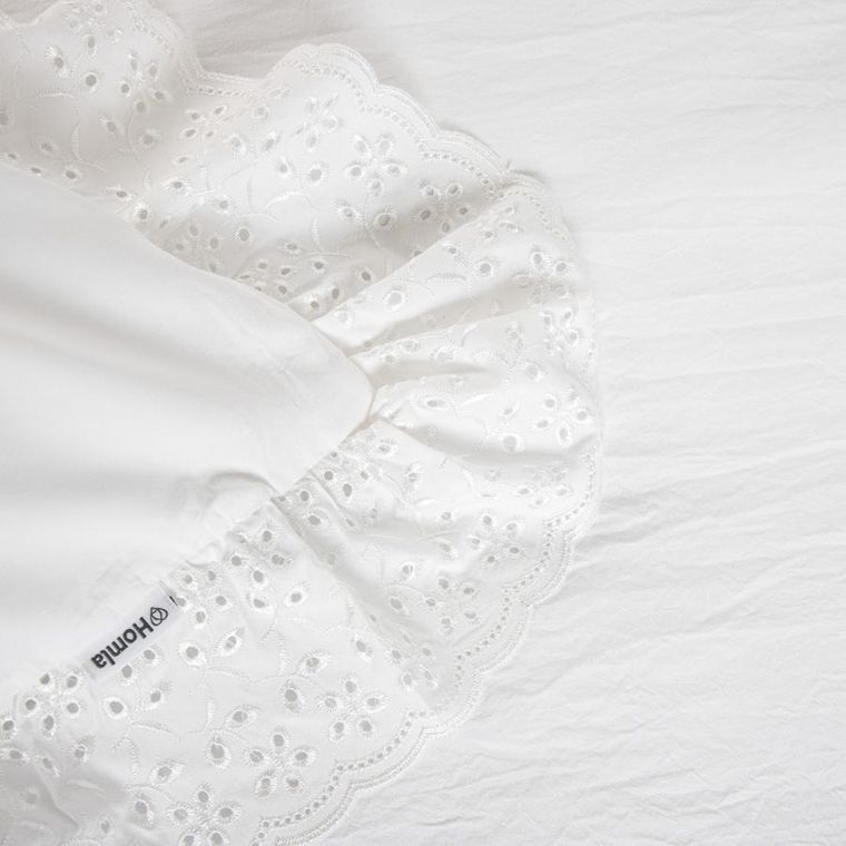Homla, Morain, pościel z mikrofibry, biała z koronką, 160-200 cm, 734458