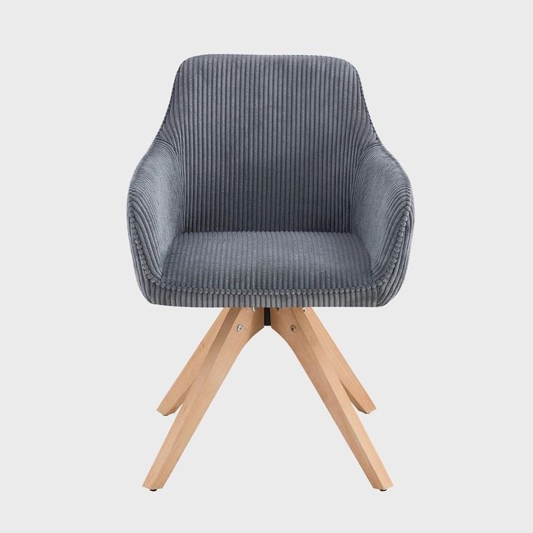 Homla, Pema, krzesło sztruksowe, ciemnoszare, 56-60-82 cm