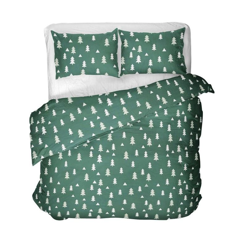 Homla, Pema, pościel, z mikrofibry w choinki zielona, 160-200 cm