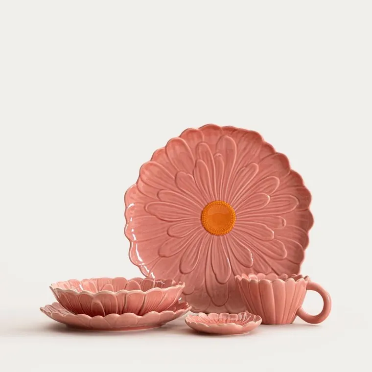Homla, Rasset, talerz, deserowy z kwiatem różowy, 20 cm